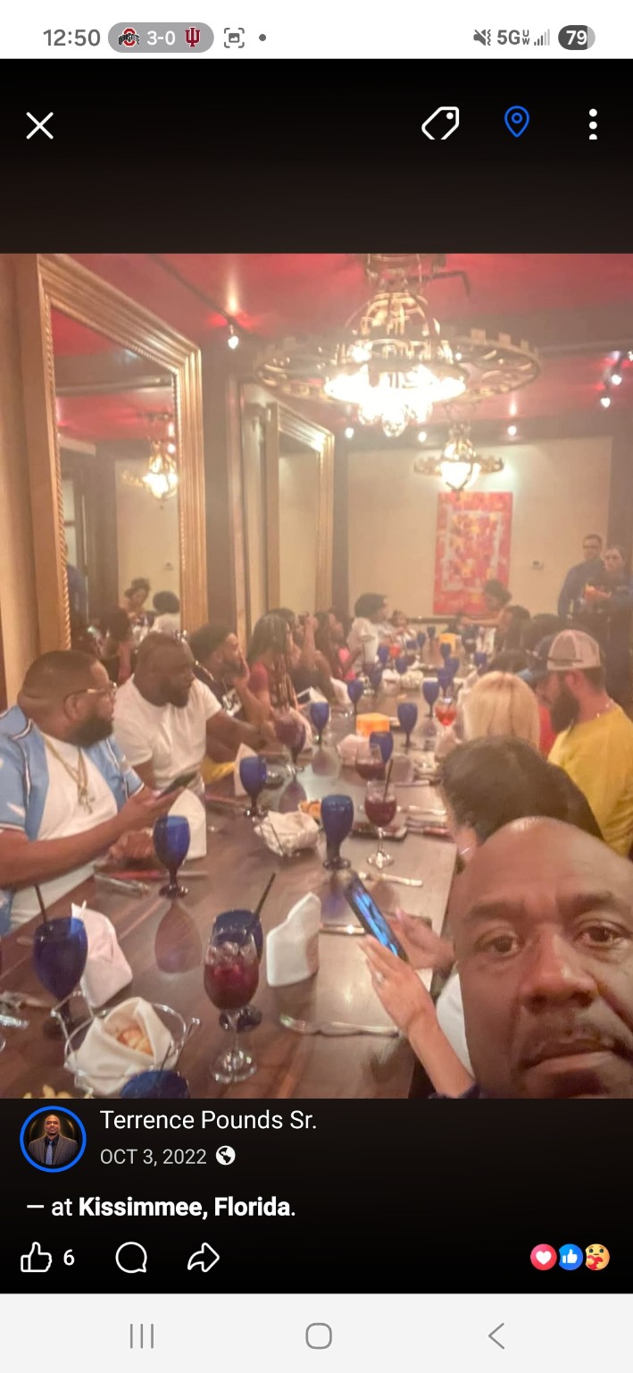 Terrence L Pounds capturing a memory with our family and friends at dinner.
